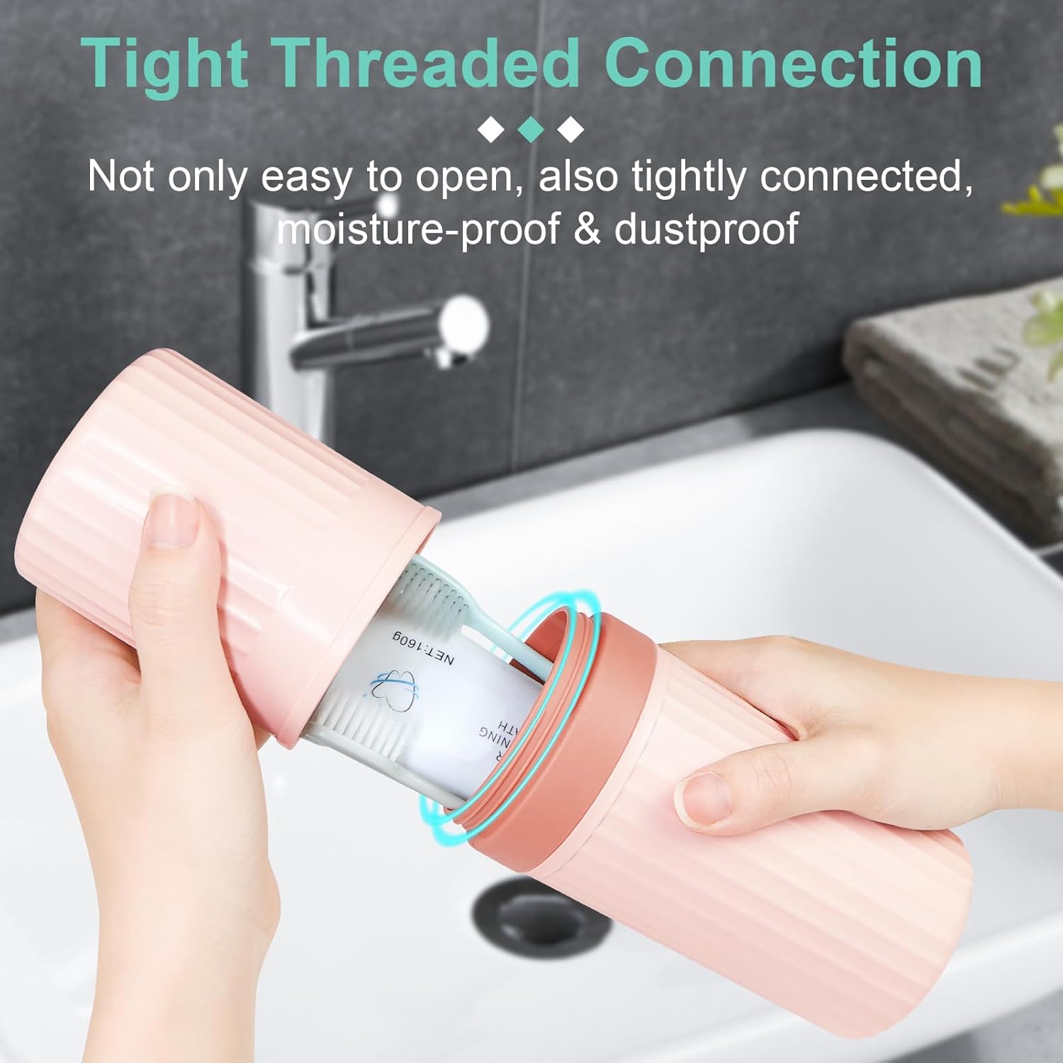 Mulbozy Travel Toothbrush Holder, Large Travel Toothbrush Cup Case, Portable Travel Toothbrush Toothpaste Makeup Storage for Business Trip Camping School - Pink