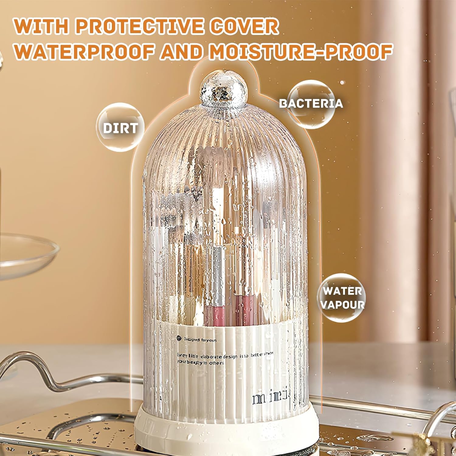 Multi Functional Rotating Toothbrush Holders with Sliding Base, 7 Slot Bathroom Countertop Organizer Perfect for Tooth Brush, Toothpaste, and Makeup Brushes Storage (Black)