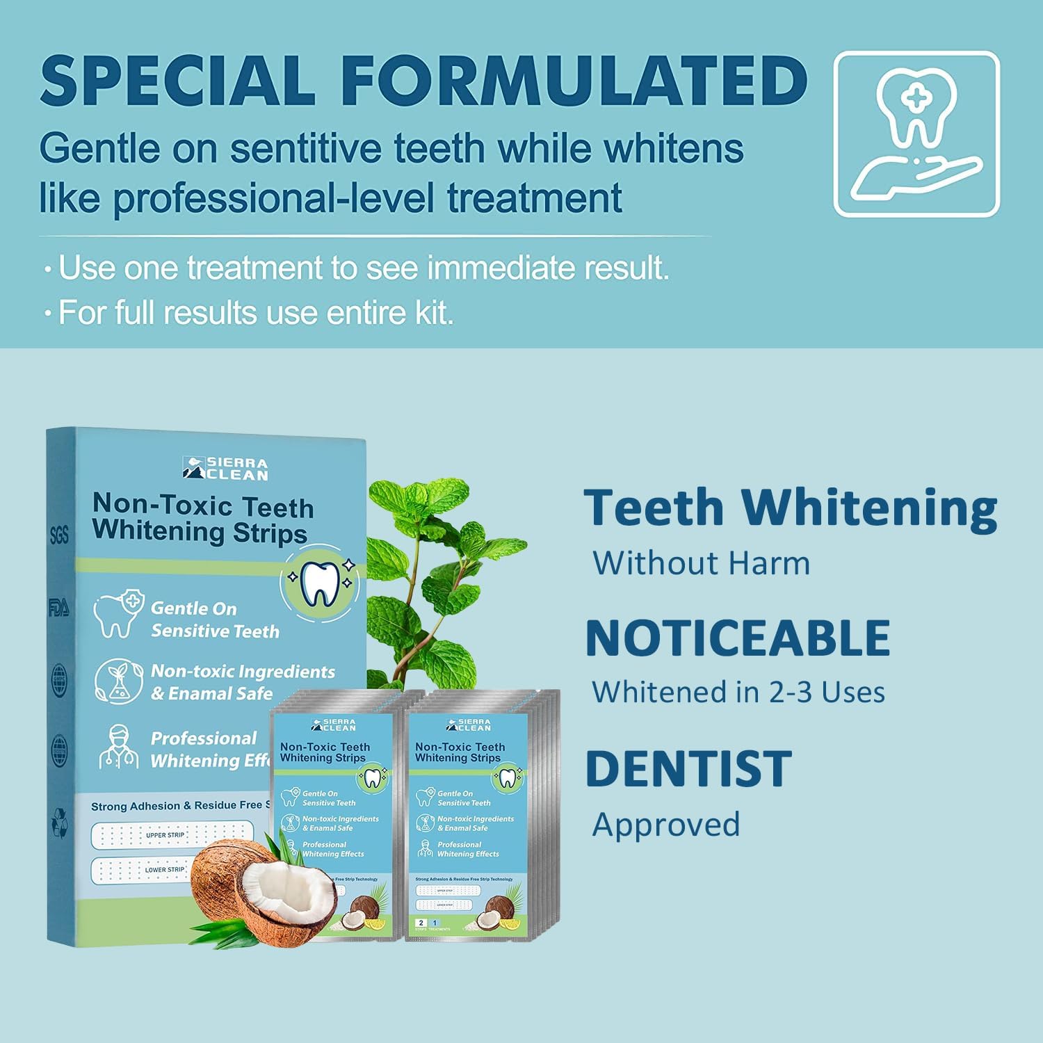 Teeth Whitening Strips 14 Treatments Kit - Sensitive Teeth Whitener, Enamel Safe, Deep Stains Removal, Dentist Recommended, Fast Results Without The Harm - 28 Strips