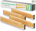 BAMEOS Drawer Dividers kitchen Organization Bamboo Utensil Organizers for Kitchen Bedroom Bathroom Dresser Office 4-pack