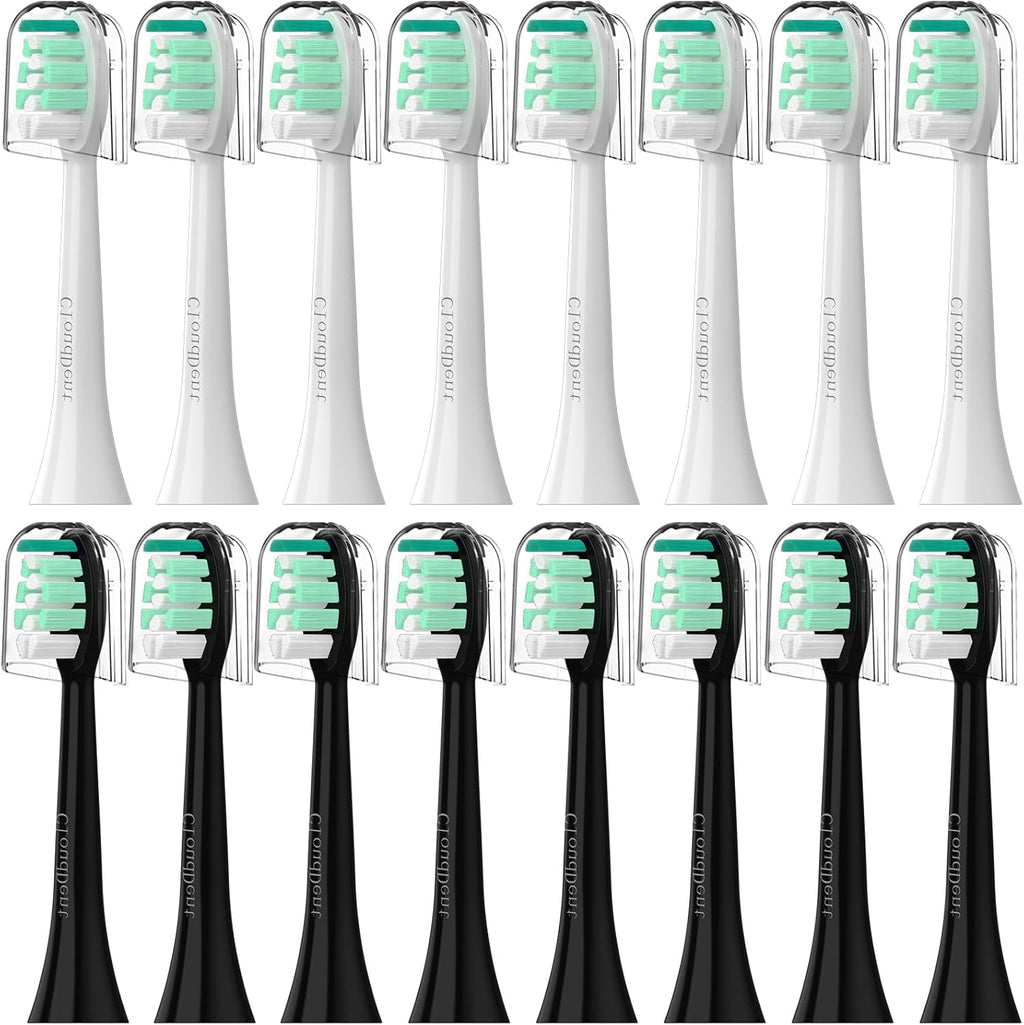 Replacement Toothbrush Heads Compatible with Philips Sonicare：16 Pack Soft Replacement Electric Brush Head for 4100 5100 6100 HX9023/65 W Optimal Control Snap-on System（B&W）