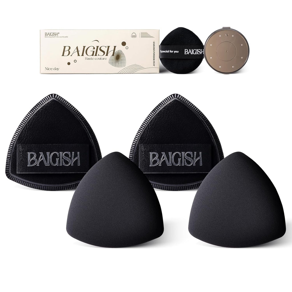 Makeup Sponge Set For Foundation Concealer, Triangle Powder Puff Soft Sponges Blender, Latex Free Blender Sponge For Liquid, Cream, and Powder Seamless & Flawless Makeup (Black)