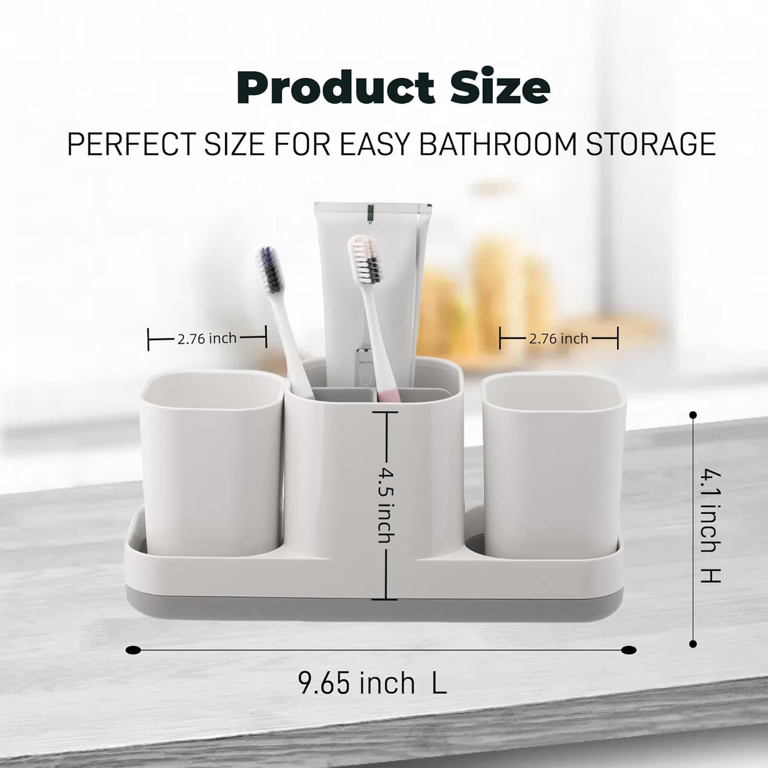 Toothbrush Holder for Bathroom, Electric Toothbrush Holder with Cups, Kids Bathroom Accessories Set with Toothpaste Holder, White