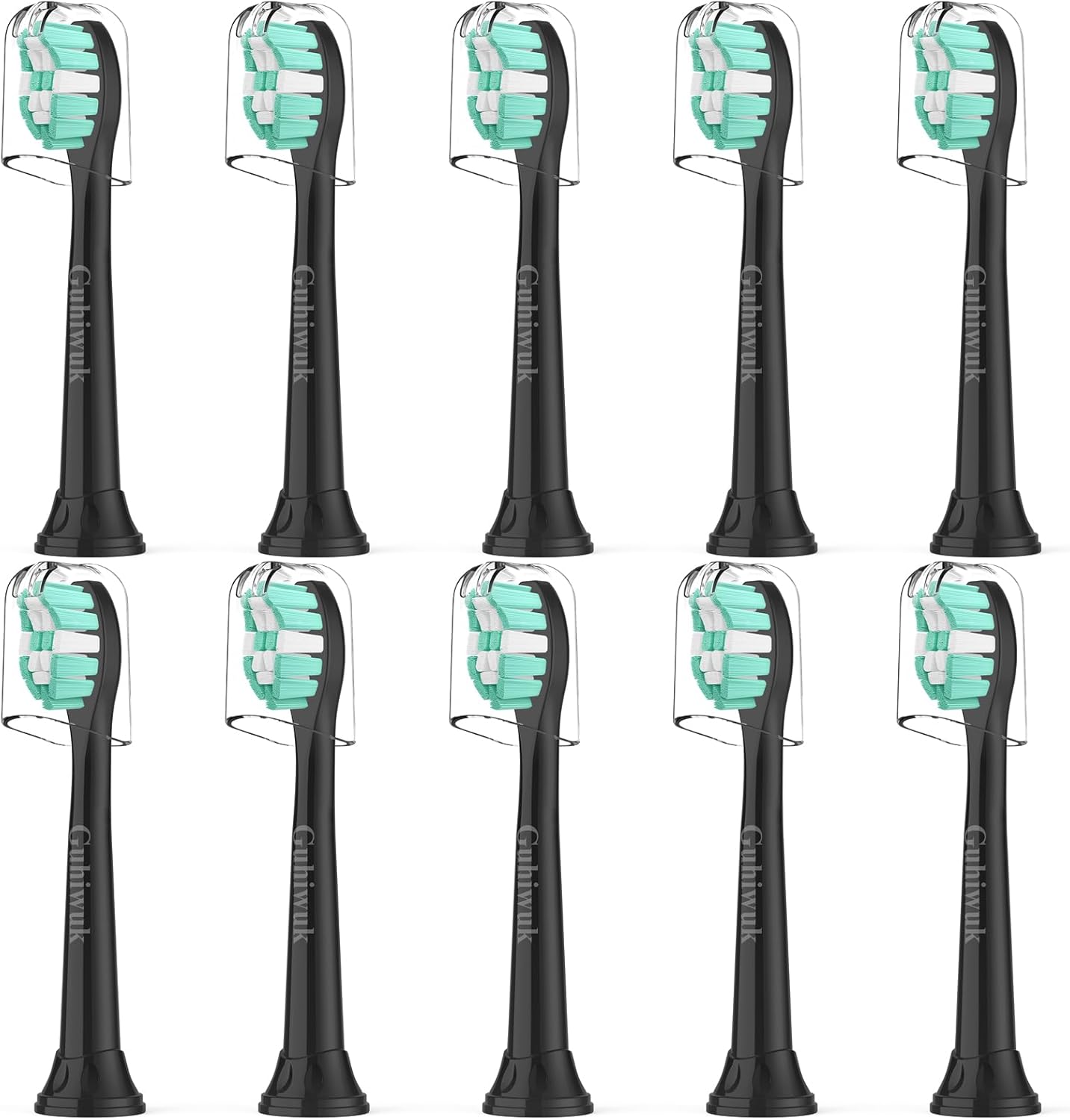 Toothbrush Heads for Philips Sonicare Replacement Heads, C2 Brush Head Compatible with Phillips Sonicare Click-on 4100 5100 6100 Electric Toothbrush, 10 Pack, Black