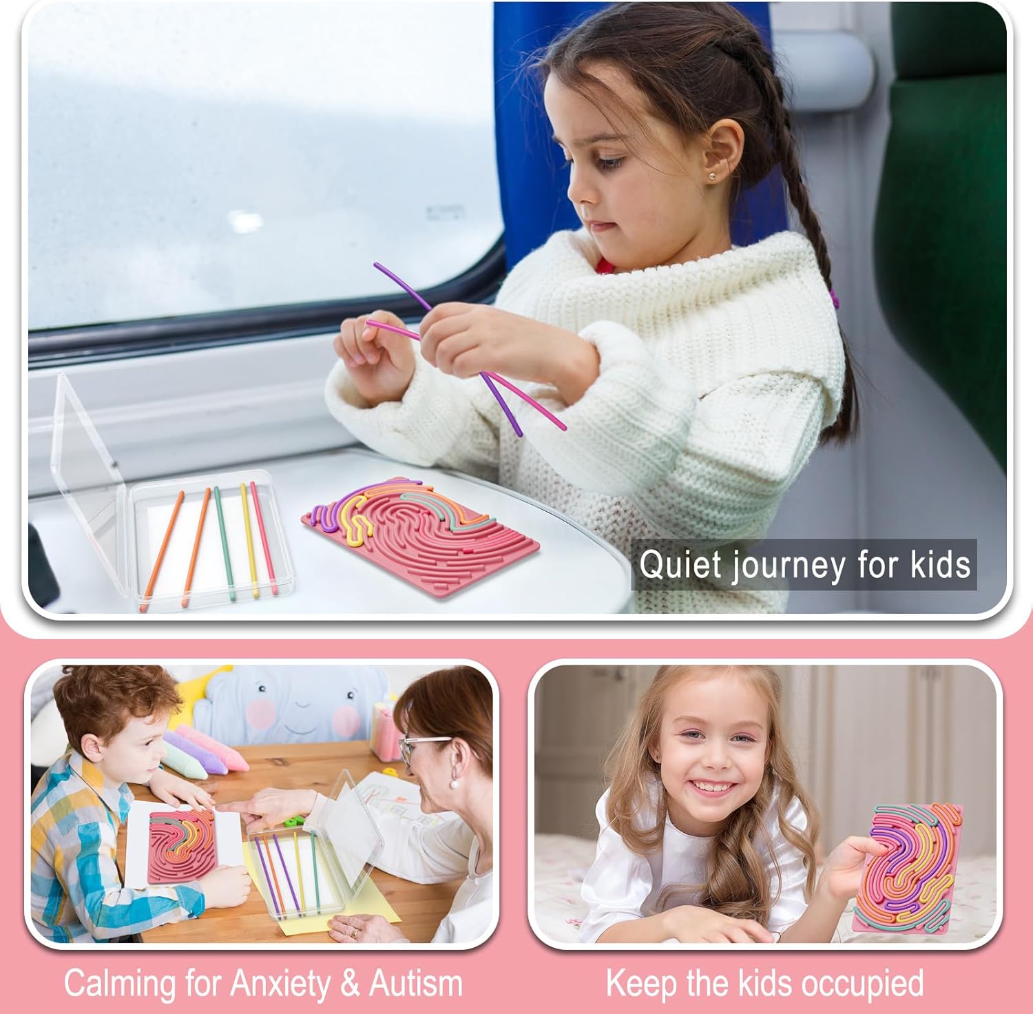 Sensory Fidget Toys for Kids Toddler Boys ,Sensory Activity Board for Stress Anxiety Autistic ADHD, Calm Down Travel Airplane Essentials Toys for 3+ Year Old, Stuffers Gifts for Teen Girls