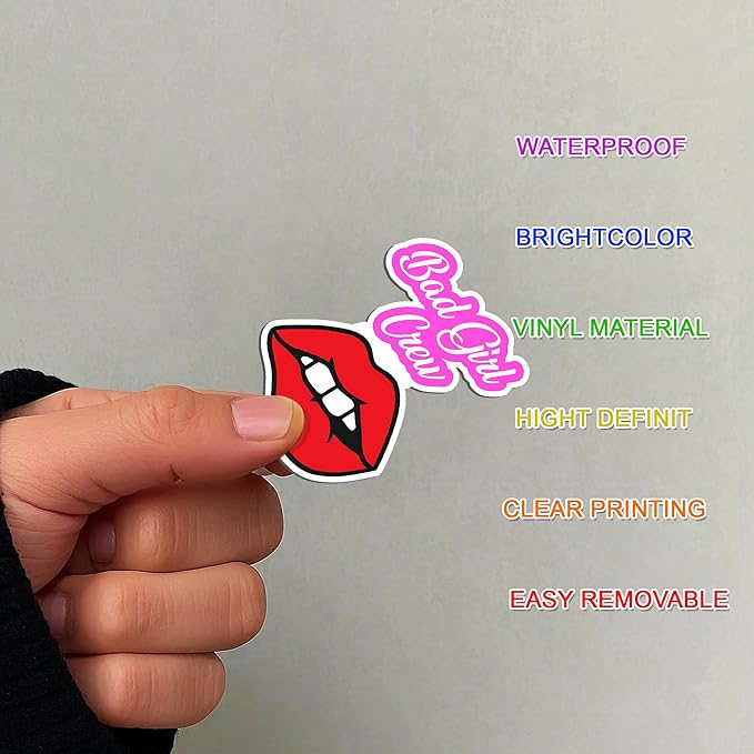 100 Pcs Downtown Girl Stickers, Aesthetic Trendy Y2K Sticker Red Black Vinyl Waterproof Decals for Car, Water Bottle Scrapbook Helmet Gift for Men Women Birthday Christmas