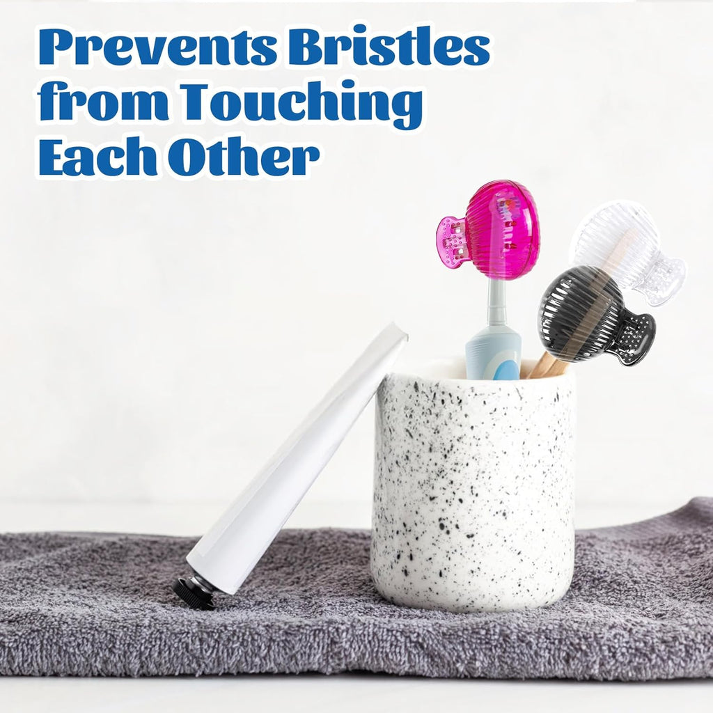UCEC 6 Pack Toothbrush Covers - Protector Head Caps with Plastic Clip for Travel, Camping, Bathroom, School, Business
