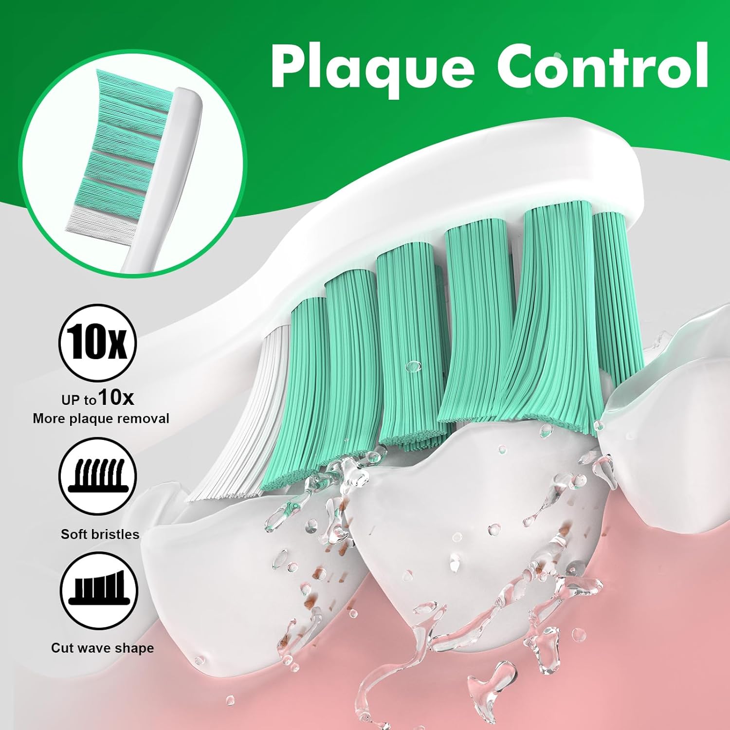 Replacement Brush Heads for Philips Sonicare Click-on Electric Toothbrush Heads Compatible with Plaque Control C1 C2 4100 5100 6100 2 Series HX9024, 8 Pack White