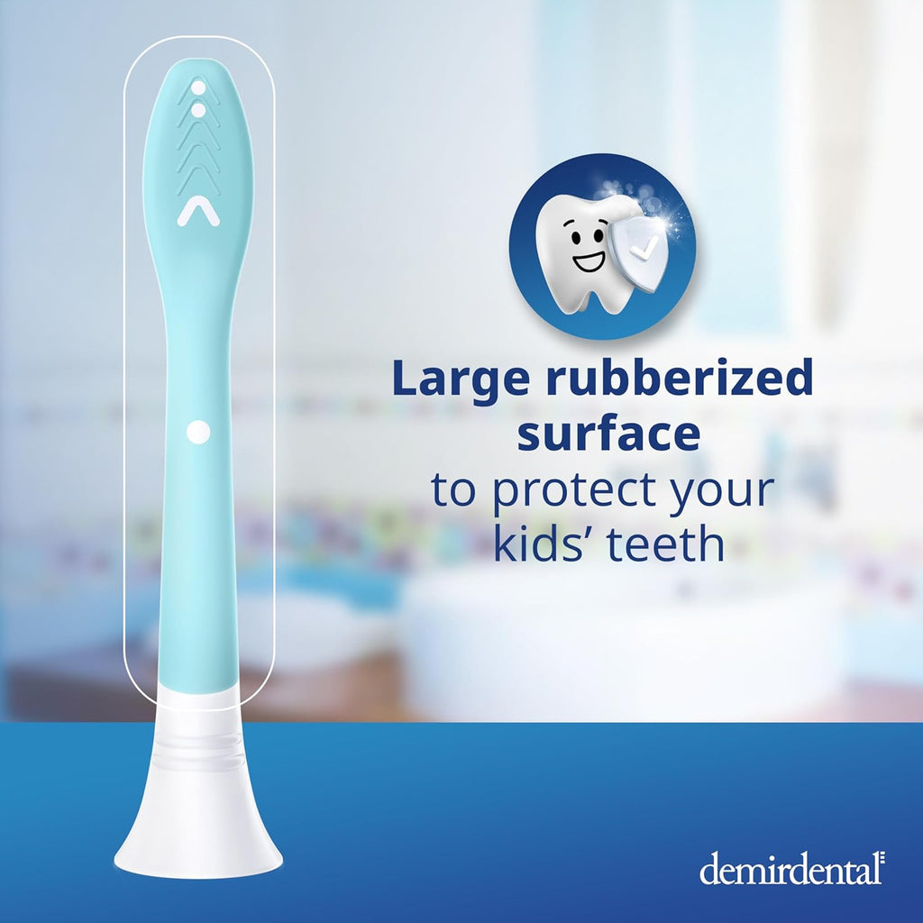 demirdental Kids Toothbrush Heads Compatible with Philips Sonicare Kids Toothbrush Heads - Replacement Heads Sensitive - Brush Heads from Ages 7 to 10 - Turquoise - Replaces HX6048-8 Pack