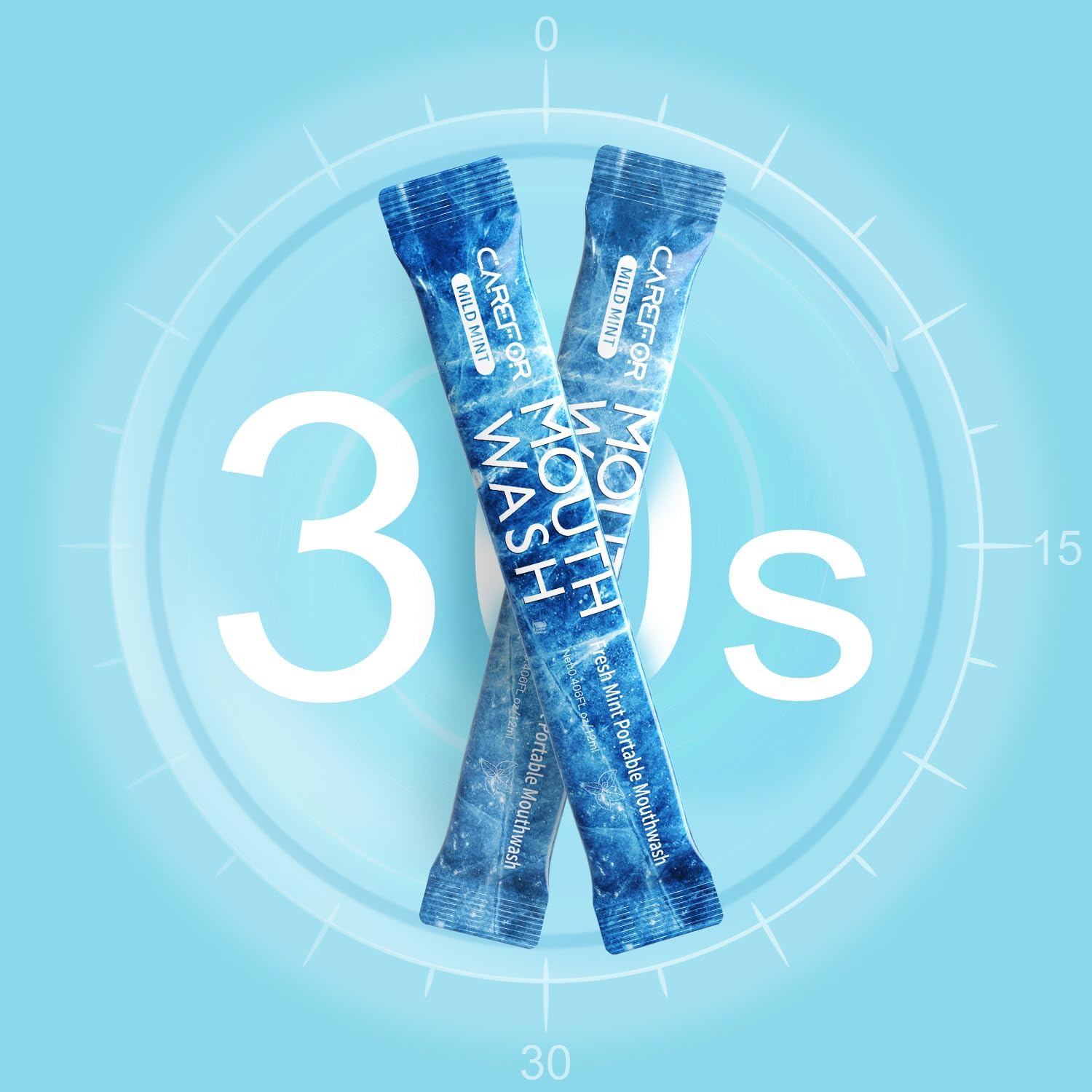 Mouthwash Travel Size, Portable Fresh Breath Mouthwash, Alcohol-Free, ICY Mint Flavor, Mini Pack – to Go for On-The-Go Freshness, Bulk Packets 0.41 Fl Oz (Pack of 60)