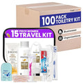 Trektote Bulk Hygiene Kit For Women – (100 Pack) 15 Piece Set – Featuring Top Trusted Brands, TSA Compliant, Bulk Travel Essentials, Includes Shampoo And Conditioner, Body Wash, Toiletry Bag & More