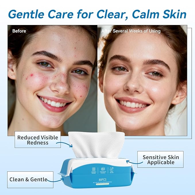 Face Towels, Disposable Biodegradable Clean Facial Towelette for Sensitive Skin, Lint- free Face Cloths for Makeup Remover, Ultra Soft Dry Wipes, Skincare Women Cleansing 240 Count (3 Packs)