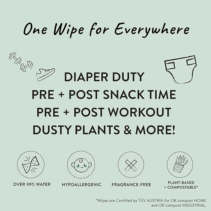 The Honest Company Clean Conscious Multi-Use Wipes Hypoallergenic and Unscented for Sensitive Baby Skin Over 99% Water Compostable Plant Based Rose Blossom 60 Count