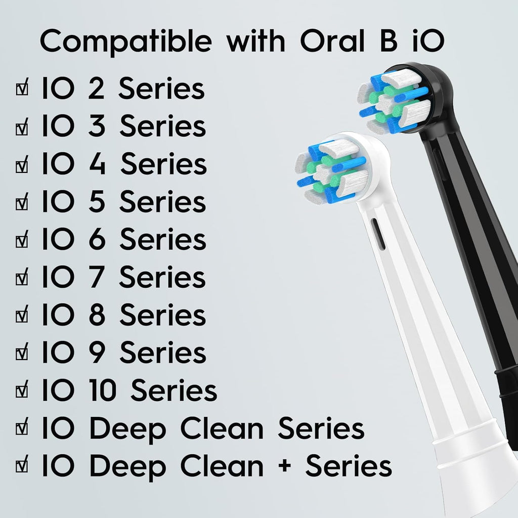 8 PCS IO Replacement Heads Compatible with Oral b IO 2/3/4/5/6/7/8/9/10 Series Electric Toothbrush, Brush Heads Refills Compatible with Oral B IO (Black/White)