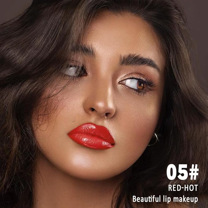 Kaely Longwear No-Budge Lipstick for Women, Highly Pigmented Liquid Lip Color Makeup, Non-Transfer Lip Gloss Stain Waterproof Smudge Proof 24 Hour, Instant Shine, Vegan & Cruelty-Free, 05 RED HOT