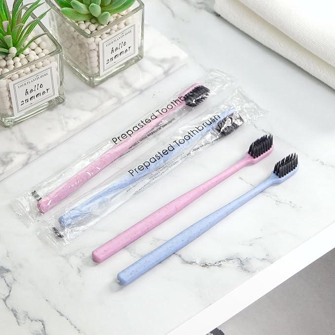 20Pcs Prepasted Disposable Toothbrushes Bulk Individually Wrapped Pre Pasted Soft Bristle Tooth Brush Set Travel Colorful Toothbrushes for Homeless Gift Hotel Camping Travel