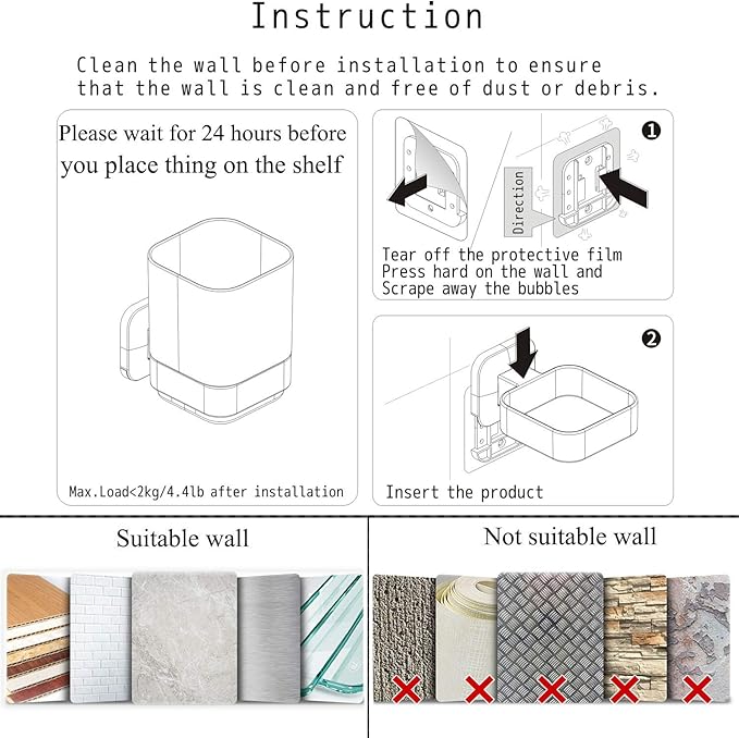 Wall-Mounted Tumbler and Toothbrush Holder, Wall Mounted Adhesive Hanging Electric Toothbrush Organizer Stand for Bathroom, No Drilling Required (Blue+Chrome, 3.93"X3.93"X2.97")