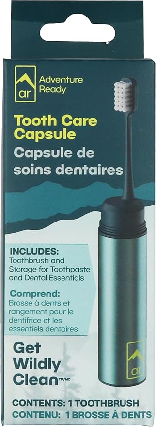 Adventure Ready Tooth Care Capsule - Portable Toothbrush for Hiking, Camping & Travel