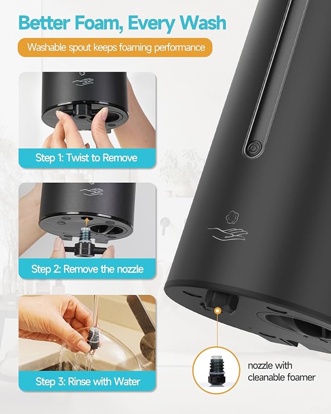 AIKE Wall Mount Automatic Foam Soap Dispenser 25 OZ Commercial Large Capacity Stainless Steel Model AK1205FA(Matte Black)