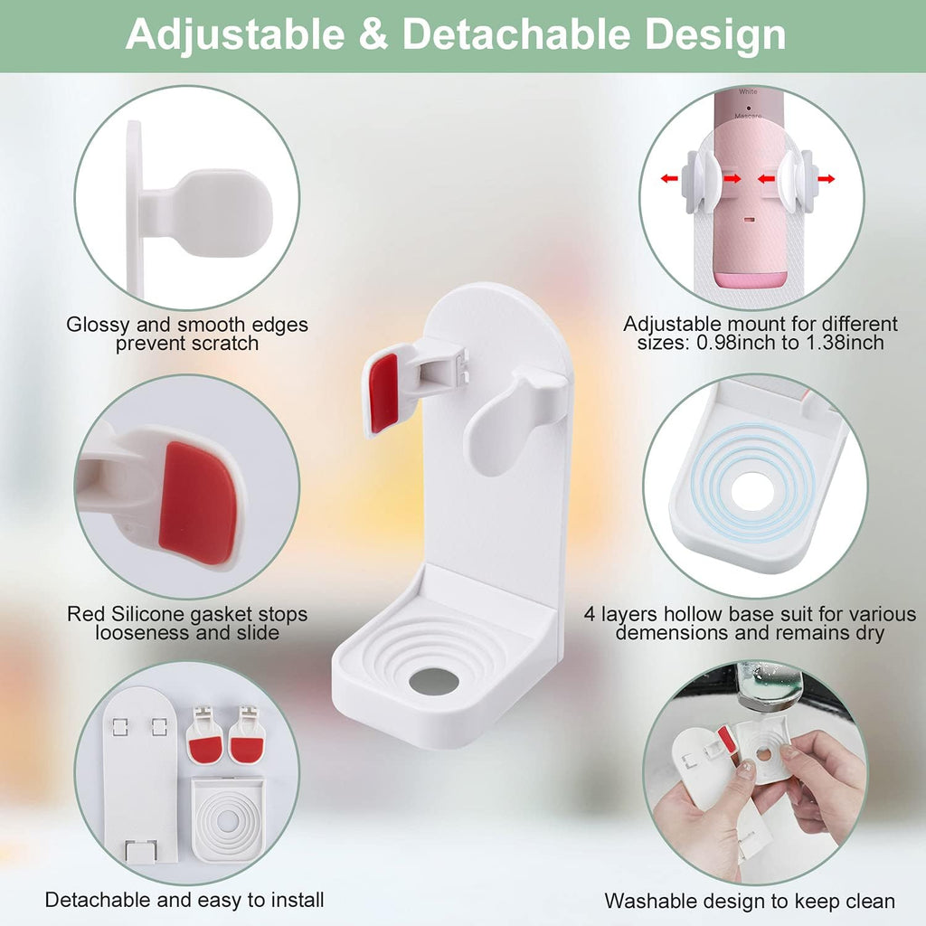 Boperzi 2 Pack Electric Toothbrush Stander and Toothbrush Holder Wall Mounted Automatic Toothpaste Dispenser Dustproof Cover Toothbrush Holder for Shower Bathroom Set Kids Family(Black+2 Pack)