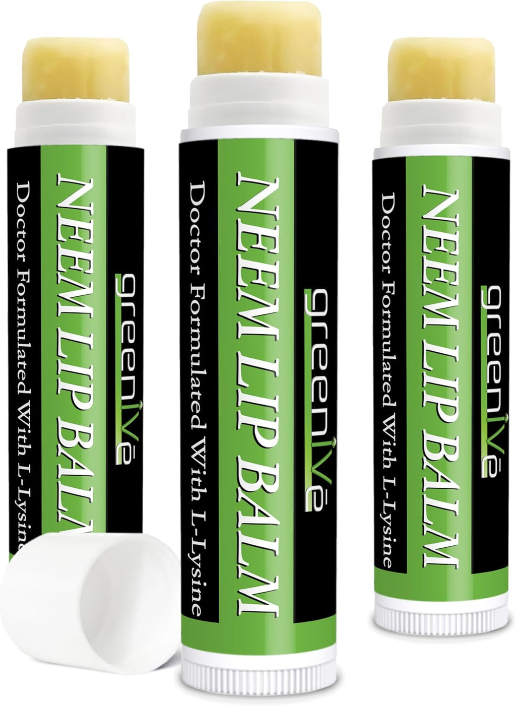 GreenIVe Neem Lip Balm, Vegan Lip Moisturizer with L-Lysine, Soothe and Soften (3)