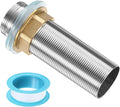 uxcell Faucet Mount Extension Shank 4"x 1.25" Stainless Steel Pipe Faucet Extension Nipple Locknut Kit Extension Threaded Lengthen Fixed High Foot with Raised Nut and Gasket Fittings