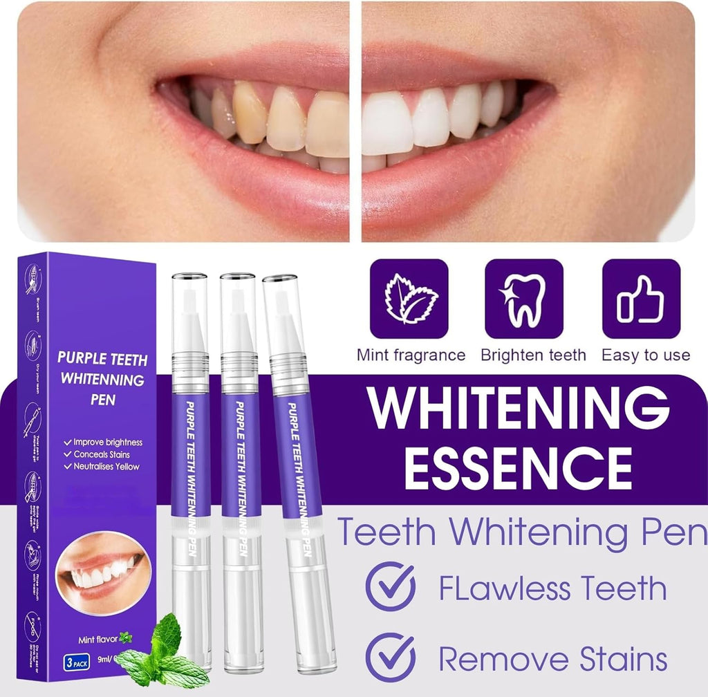Teeth Whitening Pen, Teeth Whitener Effective Tooth Whitening Gel Kit, Professionally Stain Removal Effective, Painless, Low Sensitivity (3 Pcs)