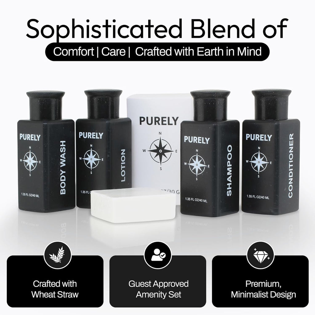 150‑Piece Bulk Travel Toiletries Set | Hotel & Airbnb Essentials | 1.3 oz Wheat‑Straw Bottles | Guest Bathroom Supplies + Homeless Outreach Kit