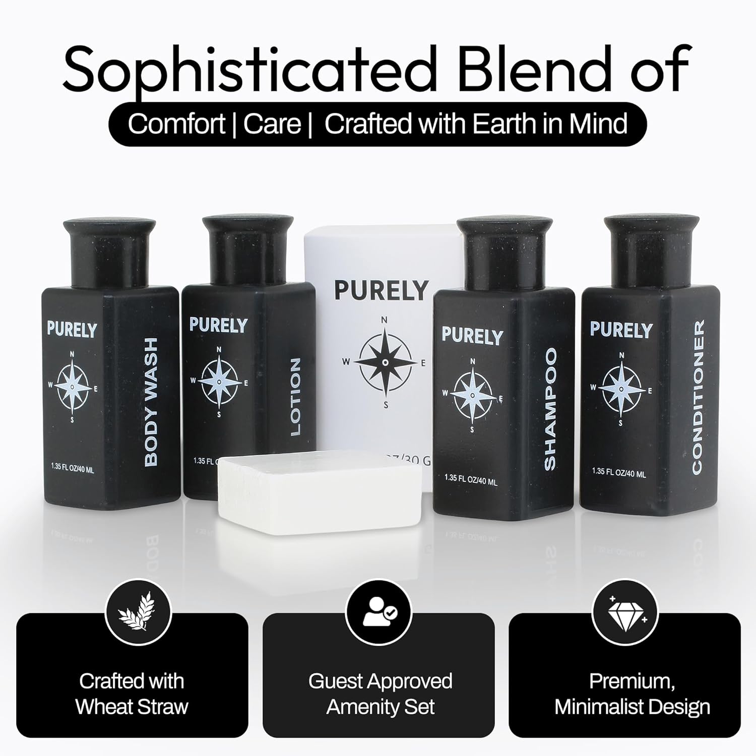 150‑Piece Bulk Travel Toiletries Set | Hotel & Airbnb Essentials | 1.3 oz Wheat‑Straw Bottles | Guest Bathroom Supplies + Homeless Outreach Kit