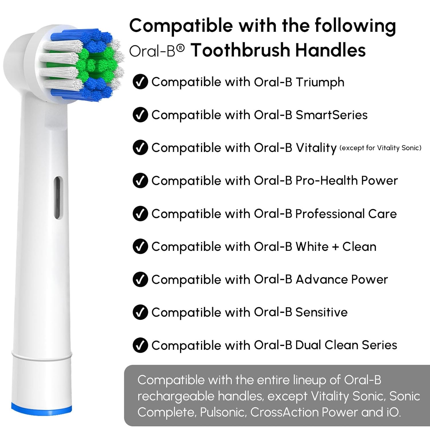 Replacement Toothbrush Heads Compatible with Oral-B Braun, 16 Pcs Professional Electric Toothbrush Heads Brush Heads for Oral B Replacement Heads Refill Pro 500/1000/1500/3000/3757/5000/7000/7500/8000