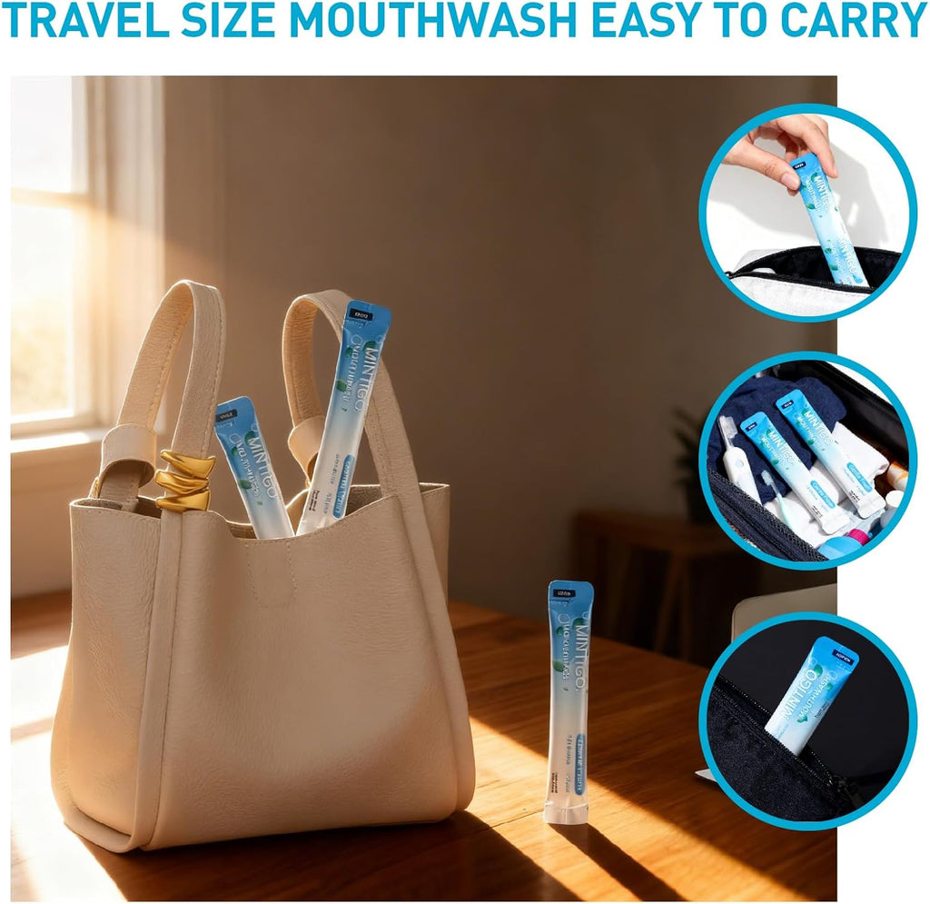 Mouthwash Travel Size Portable Packets to Go, Alcohol Fluoride Free Fresh Mint for Travel Essentials, Travel Mouth Wash for Superior Oral Hygiene, 20 Individual Travel Mouthwash Packets (Pack of 20)