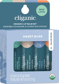 Cliganic Organic Lip Balm Set - 4 Flavors - Natural Hydrating for Cracked & Dry Lips