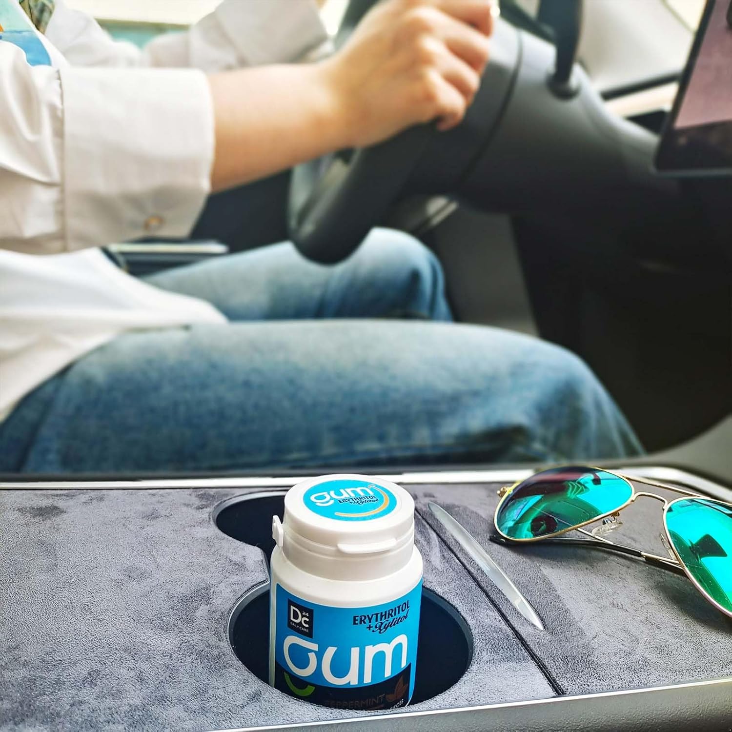 DC24 DAILY CARE Xylitol Chewing Gum with Erythritol, Aspartame Free & Sugar Free Gum, Low-Calorie, Sugarless, Natural Peppermint, 60 Pieces (Pack of 1)