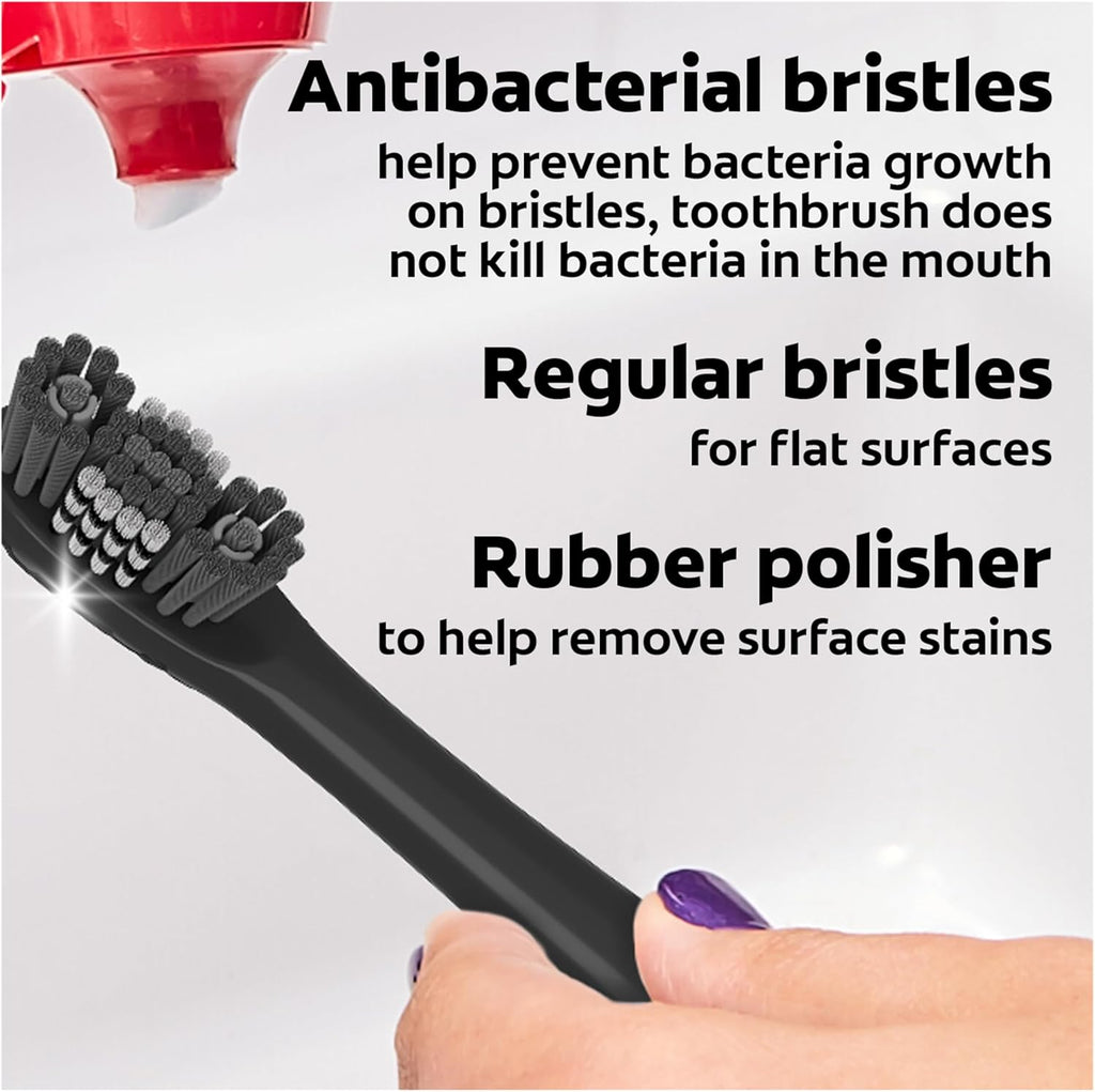 Colgate 360 Power Charcoal Toothbrush Heads | Soft Bristles | Rubber Polisher | For 360 Battery Toothbrush | Pack of 12