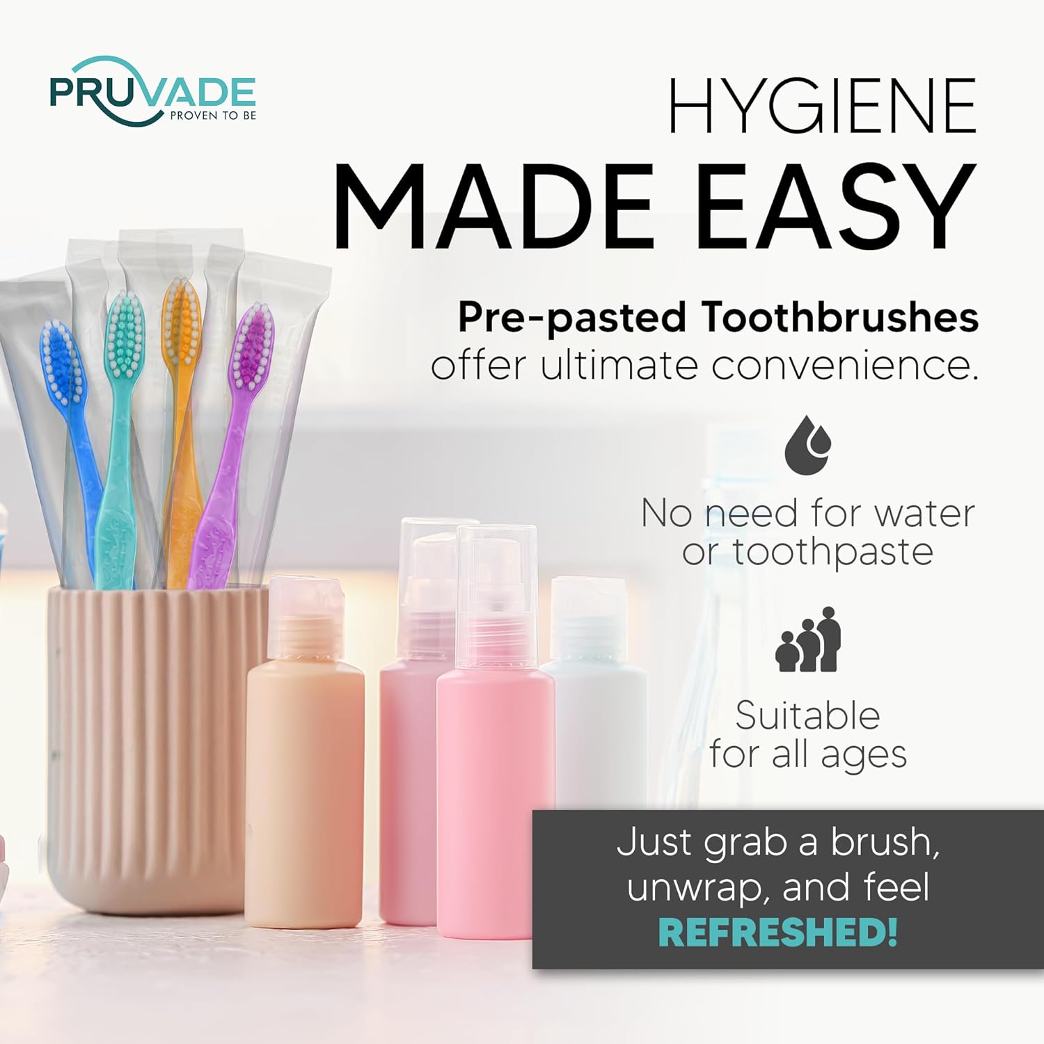100 Pack Disposable Toothbrushes with Toothpaste Built in | Premium Quality Prepasted Toothbrushes Individually Wrapped - Waterless Toothbrush Soft Bristles for Work, Camping, Travel, Hotel