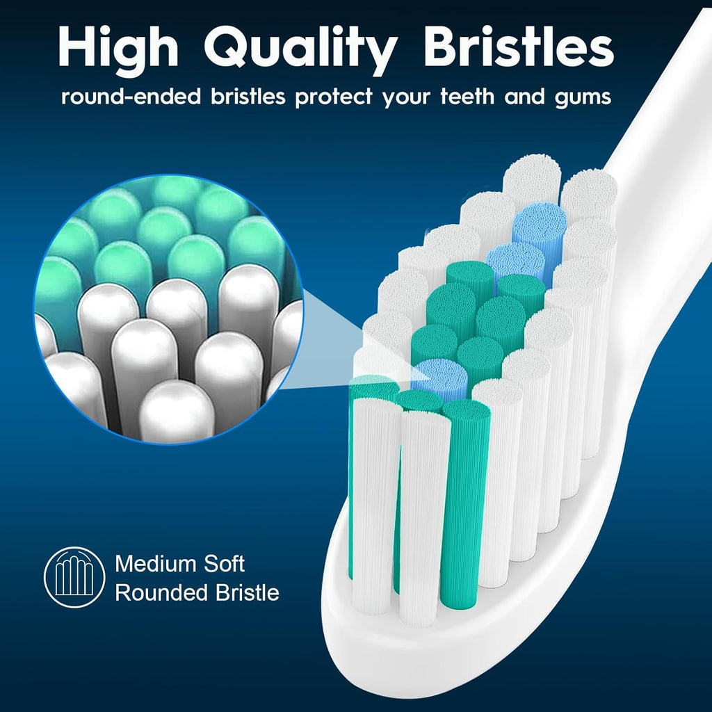 Replacement Brush Heads Compatible with Philips Sonicare, Compatible with Sonicare E Series Essence Xtreme Elite Advance and CleanCare Screw-on Electric Toothbrush, BN728, 8 Pack