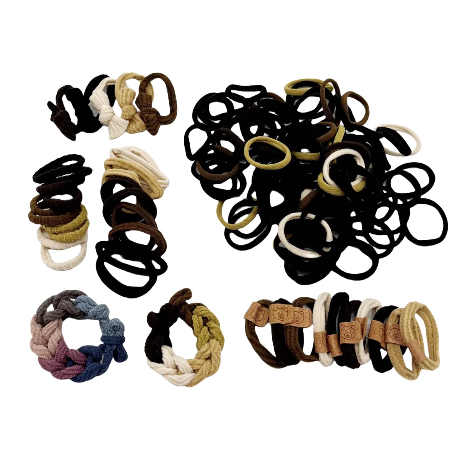 137 Pcs Hair Ties with Seamless High Elastic in Ponytail Holders Kit that don't Damage your Hair (6 Styles)