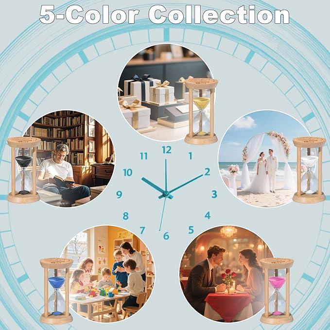 3 Minute Sand Timers, Wooden Mini Black Sand Hourglass for Classroom, 3 Min Bamboo Small Reloj De Arena for Kitchen, Office, Game, Decor