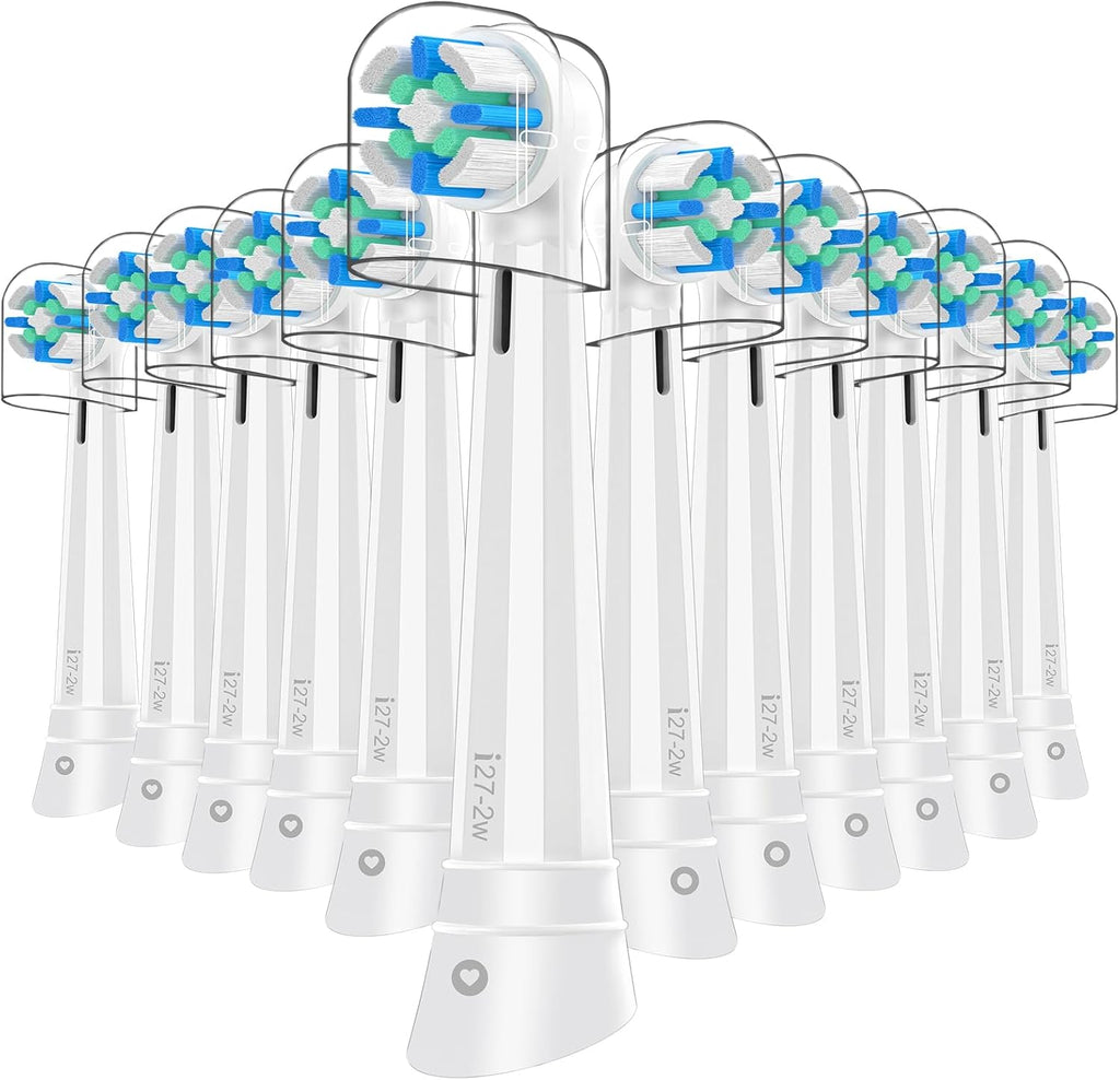 12 Pack Replacement Heads Compatible with Oral B IO 2/3/4/5/6/7/8/9/10/Deep Clean Series Electric Toothbrush, Brush Heads Refill Compatible with Oral B IO for Teeth and Gums Care (White)