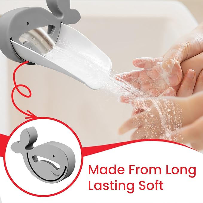 (2 Pack) Faucet Extender for Kitchen and Bathtub Sink, Universal Sink Handle Extenders, Fun Hand-Washing for Babies, Toddlers and Kids (Gray)