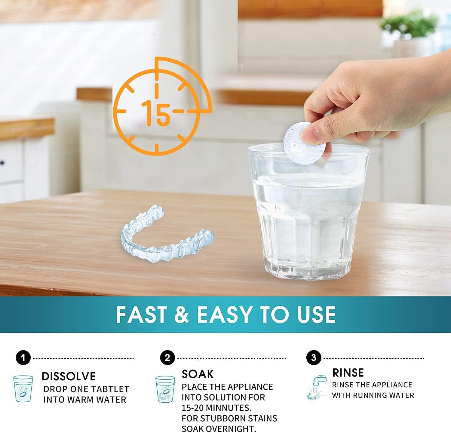 Y-Kelin Retainer Cleaner, Mouth Guard Cleaning Tablets - Remove & Clear Stains from Dental Appliances - in 3 Minutes (Mint,36 PCS)