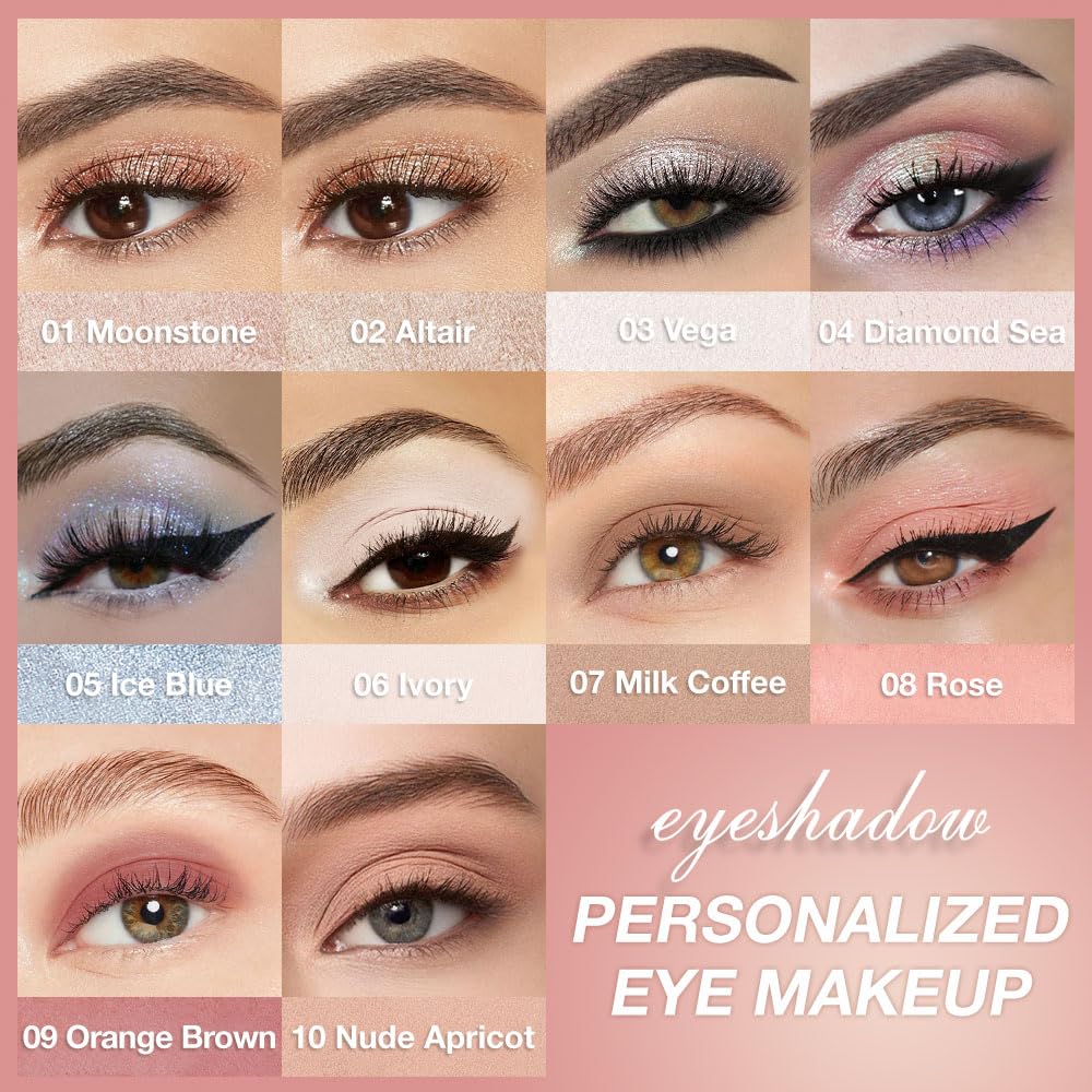 Single Cream Eyeshadow,Diamond White Shimmer Eye shadow Pallette,Long Lasting Glitter Eyeshadow,Soft Shimmer Eye Makeup,Vegan & Cruelty-Free Mini Eye shadow for Brown Blue Green Eyes. 04#