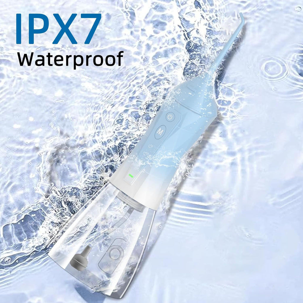 Water Dental Flosser Teeth Pick: Portable Cordless Oral Irrigator 320ML Rechargeable Travel Irrigation Cleaner with 5 Flossing Tips, IPX7 Waterproof Electric Flossing Machine for Teeth Cleaning
