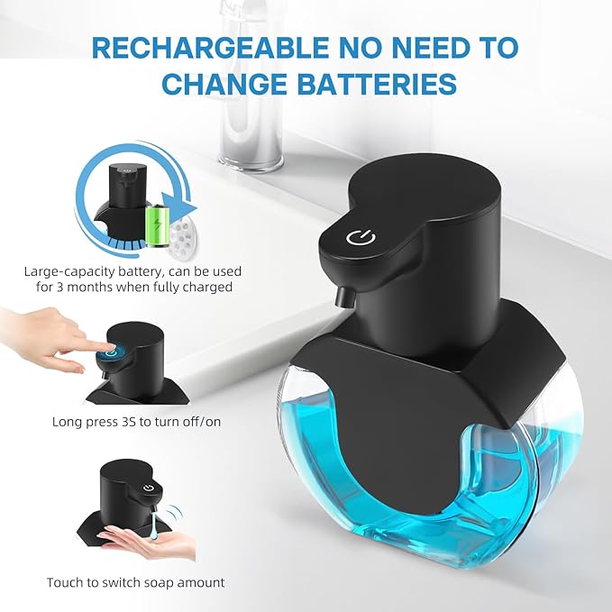 2 Pack Automatic Soap Dispenser Touchless,14.2oz/420ML Auto Liquid Soap Dispenser,Rechargeabled Wall Mounted Smart Pump for Bathroom Kitchen