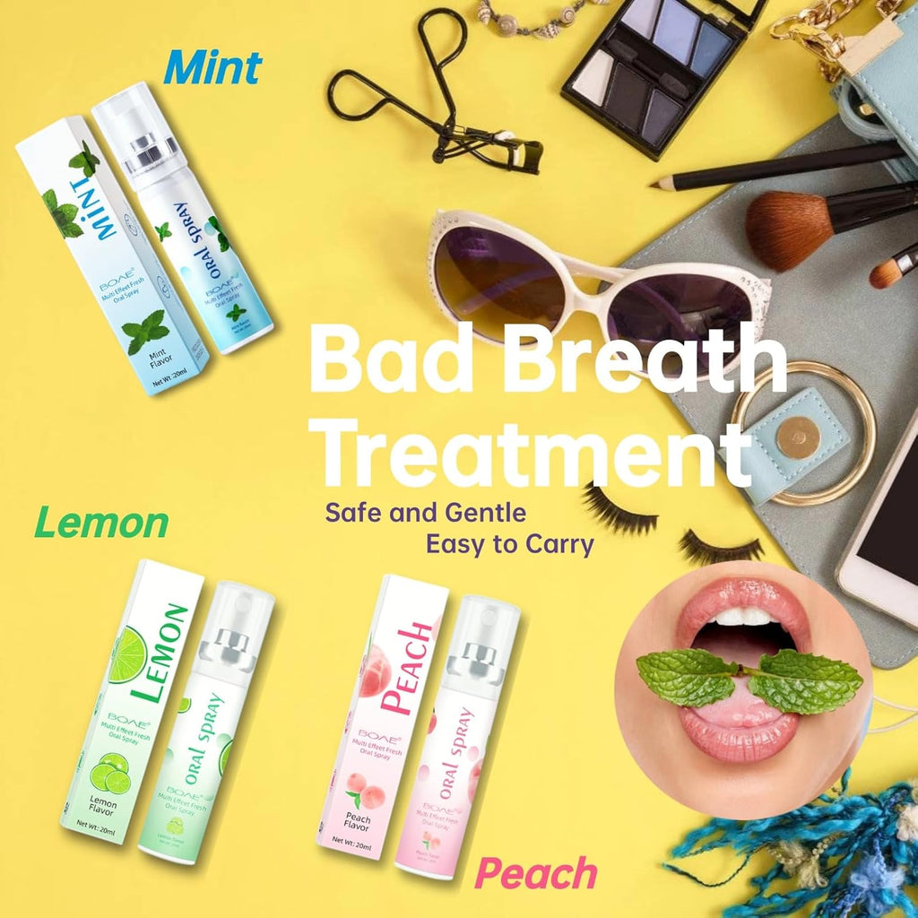 3 Count Fruit Mint Mouth Spray, Breath Spray for Adults, Bad Breath Treatment Oral Breath Spray, Breath Freshener for Bad Breath Mouth Spray, Dry Mouth Spray, (0.7OZ/20ML)