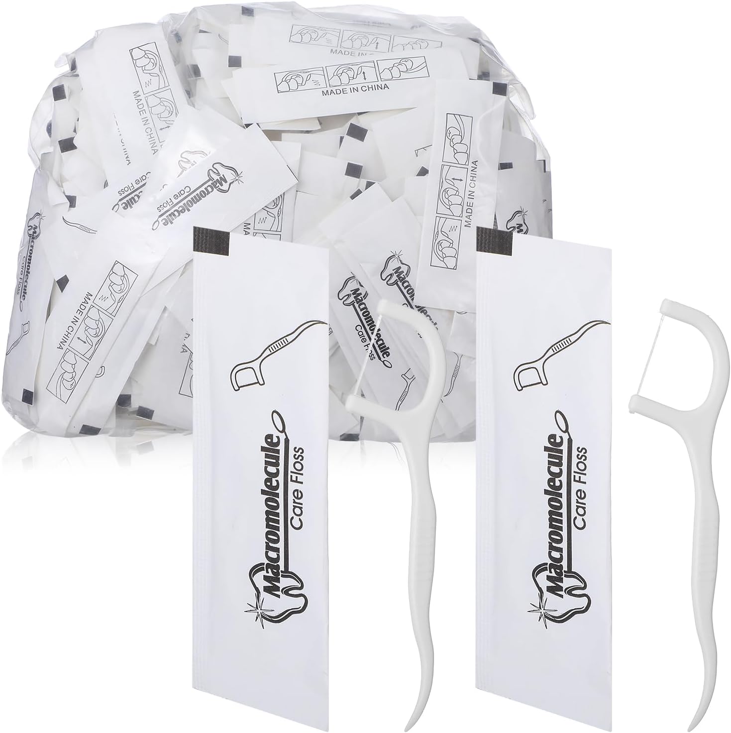 1000 Count Dental Flossers, Individually Wrapped Floss Picks, Floss Singles Bag, Toothpicks Flossers for Adults, Dental Picks Oral Care Teeth Clean Flat Wire