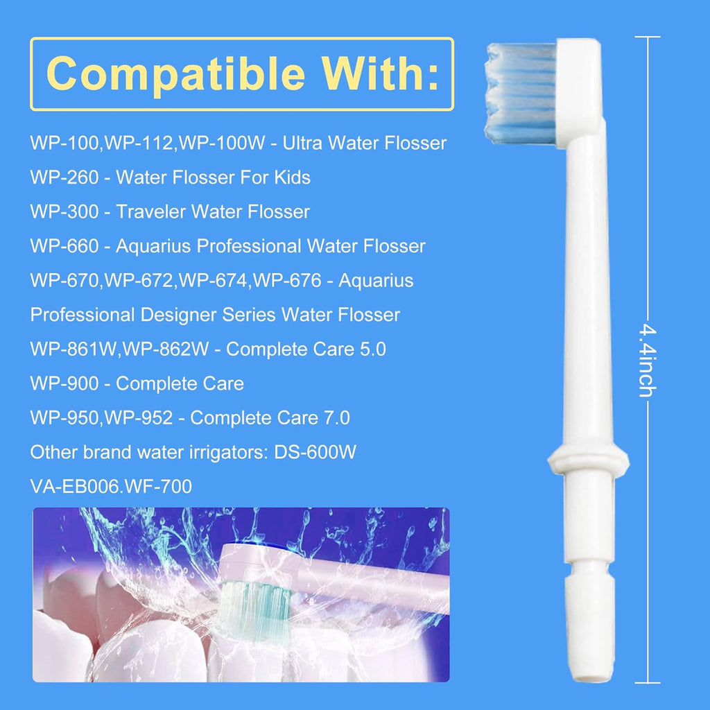 Replacement Tips for Waterpik Aquarius Water Flosser, Compatible with Waterpik Water Flossers Toothbrush Replacement Heads (6 Brush Head Tips)