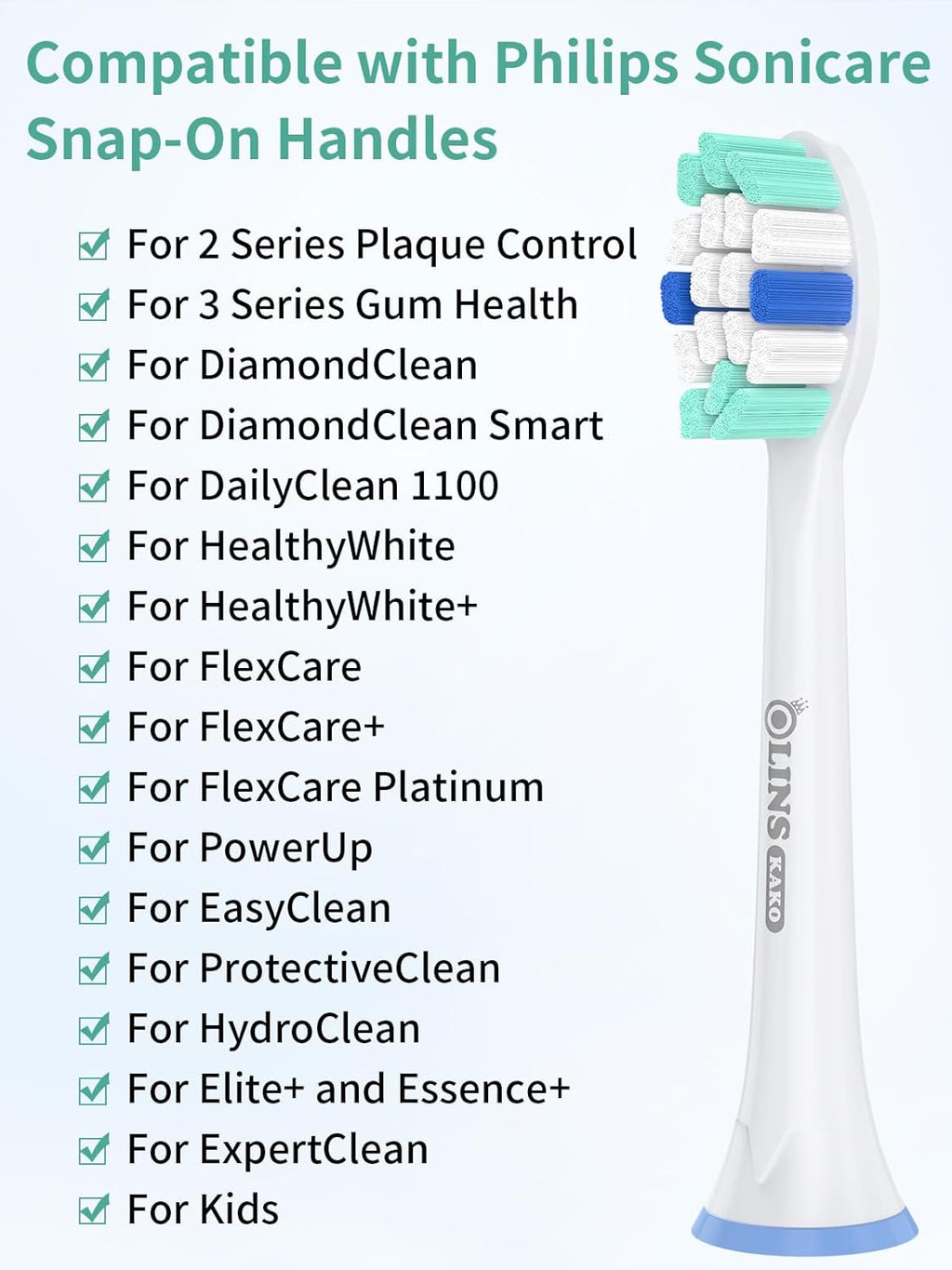 Replacement Brush Heads for Philips Sonicare Toothbrush Handles Toothbrush Heads for Sonicare (Pack of 8)