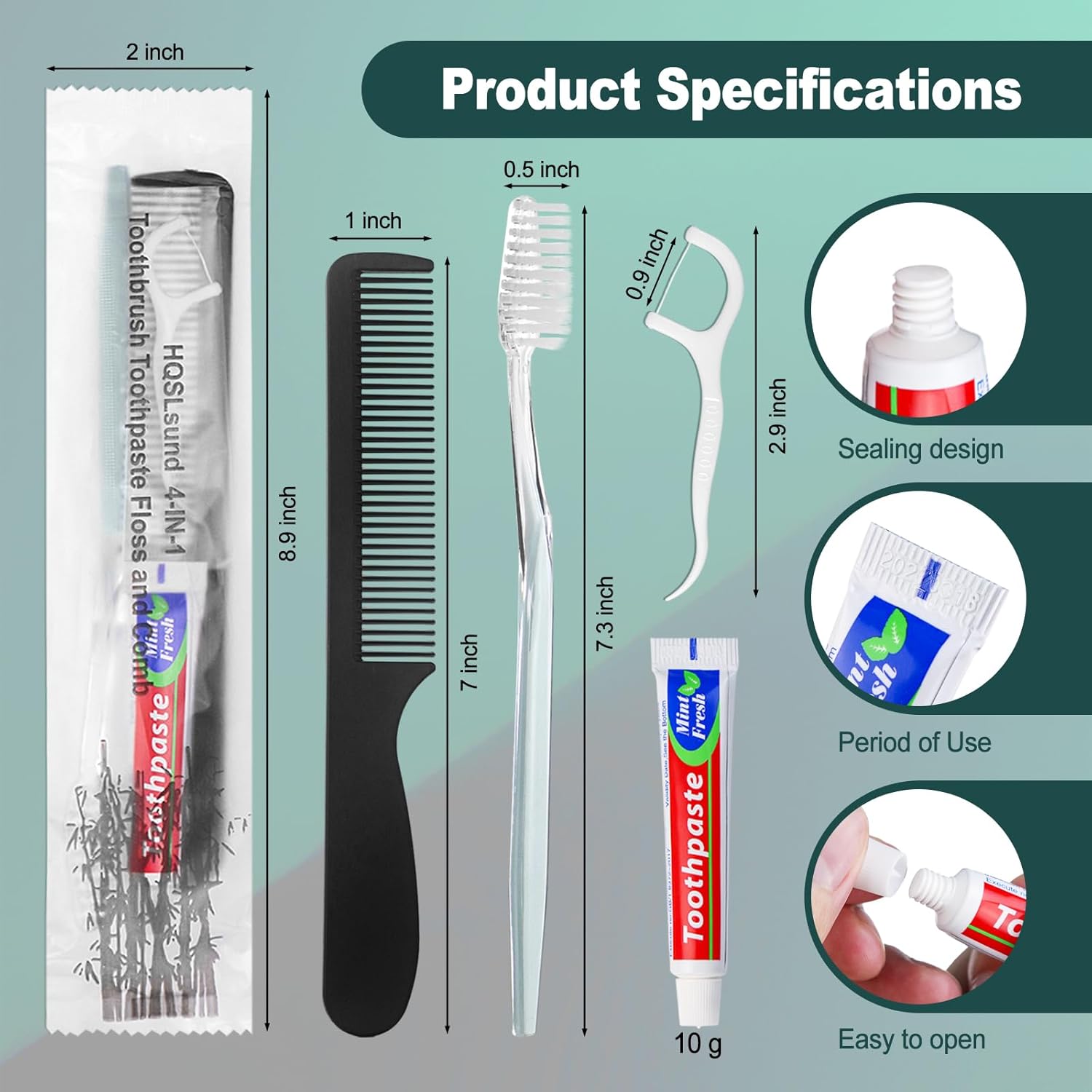 20pcs Disposable Toothbrushes with Toothpaste and Comb Floss Individually Wrapped, 4-in-1 Bulk Toothbrush Kit with 2 Color Toothbrush,10g Toothpaste,7 inch Comb, Floss Pick for Homeless,Hotel