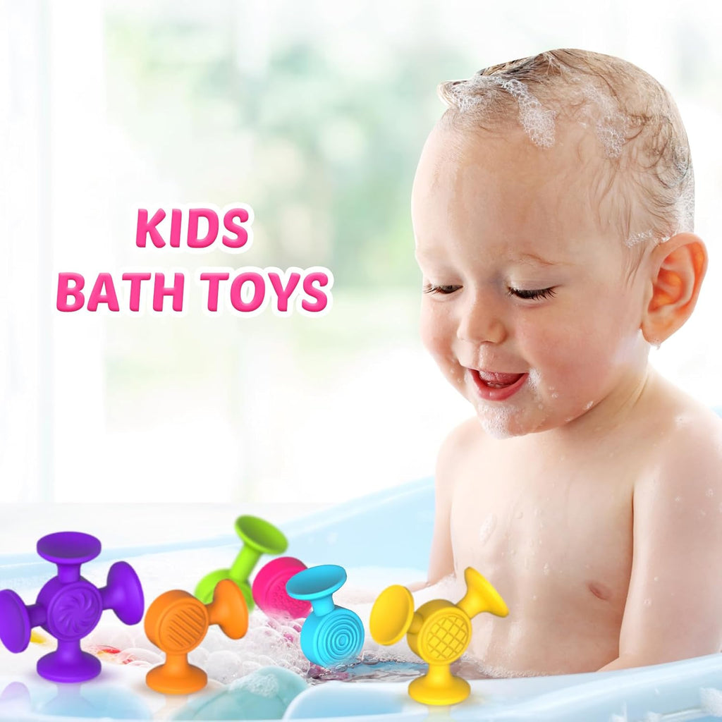 Toddlers Suction Cup Bath Toys: 12 Pcs Sensory Suction Bath Toys for Toddler, Kids Suction Fidget Toys Suction Cup Toys for Windows Travel
